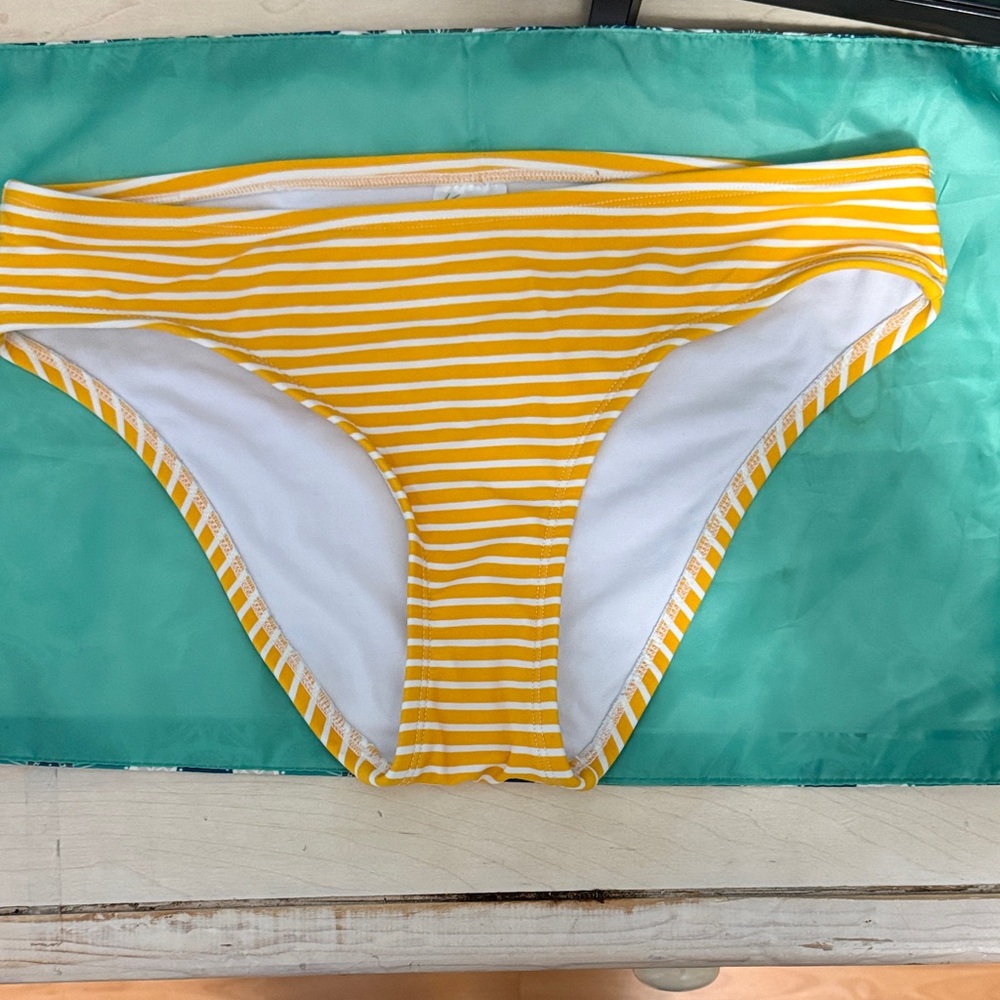Kona Sol Yellow and White Striped Swim Bottom